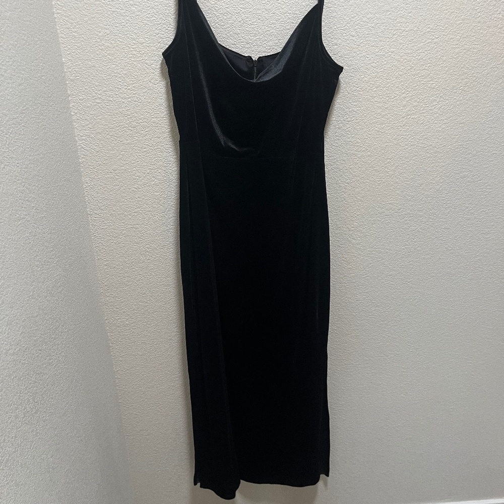 Black Velvet midi Dress Cowl Neck evening